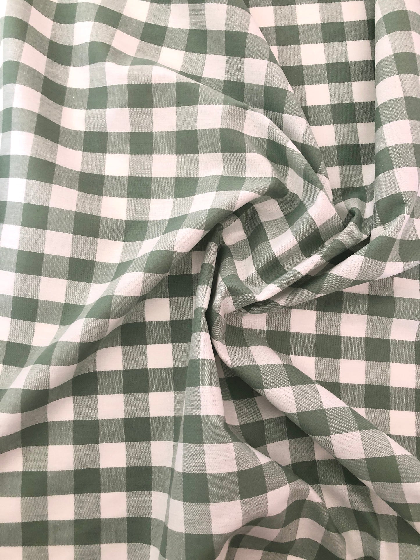 1cm Cotton Gingham - Sage Green - REMNANT - 115cm x 140cm