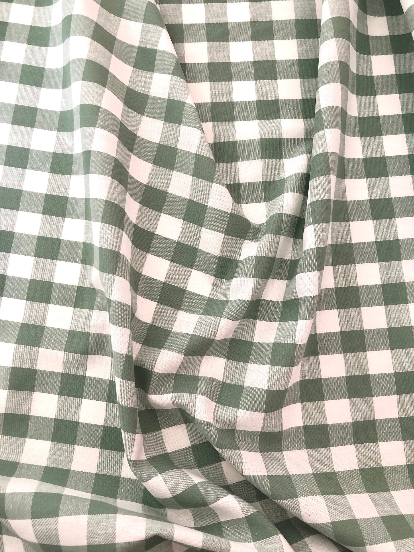 1cm Cotton Gingham - Sage Green - REMNANT - 115cm x 140cm