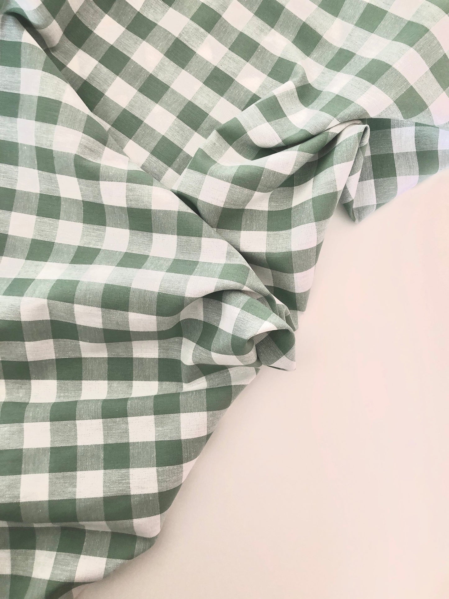 1cm Cotton Gingham - Sage Green - REMNANT - 115cm x 140cm